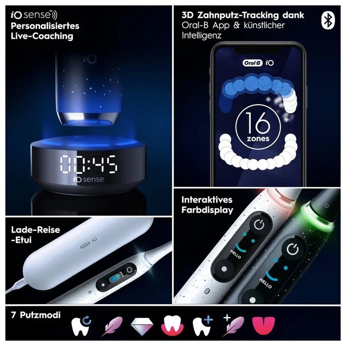 Oral-B 812068 iO10 Spazzolino elettrico con tecnologia rotante 7 modalita' indicatore pressione intelligente autonomia non specificata colore Nero