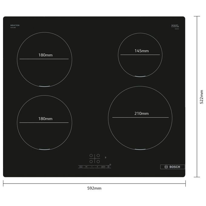 Bosch PUE611BB5J Serie 4 Piano cottura a induzione 60 cm 4 zone Touch Select PowerBoost colore Nero