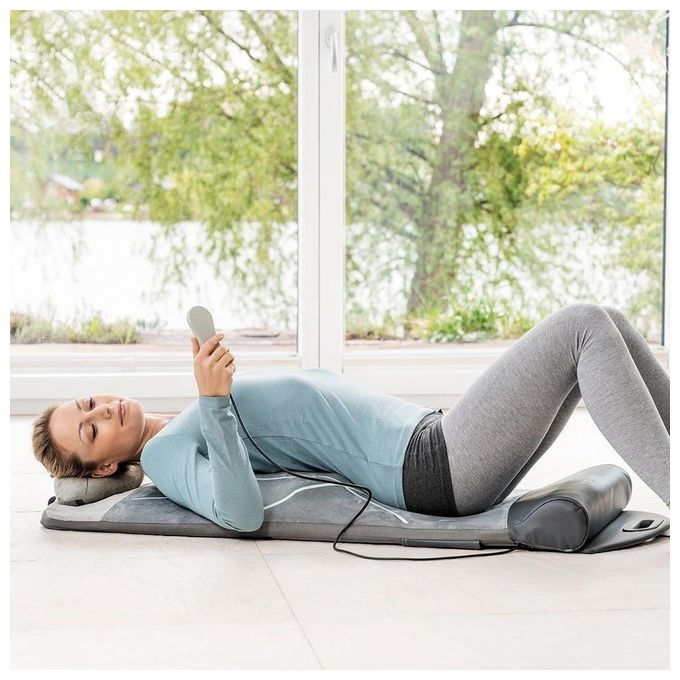 Beurer 25012X0280 MG 280 Yoga Materassino per Yoga e Stretching con Massaggio Shiatsu Vibrazione e Calore colore Grigio