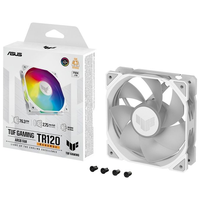 ASUS TUF GAMING TR120 ARGB REVERSE 1-Pack White Raffreddatore d'Aria 12cm Bianco
