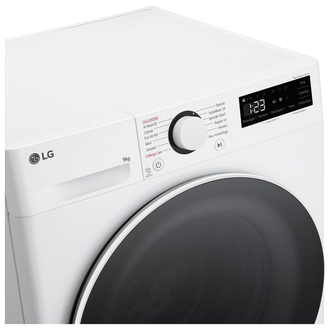 LG F4R5009TSWW - Lavatrice Libera Installazione 9 kg, Classe A-10%, Centrifuga 1400 giri-min, AI DD + TurboWash + Vapore, (85 × 60 × 56 cm), Bianco