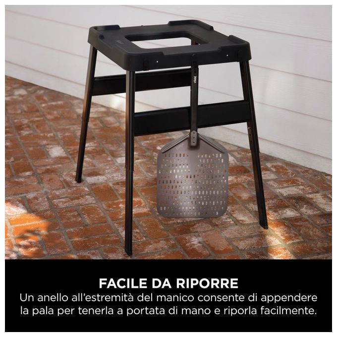 Ninja XSKPZPLEU Woodfire Pala per Pizza per Forno da Esterno OO101EU Pala per Pizza Forata e Leggera Maneggevole Resistente alla Ruggine Pizze Fino a 30cm di Diametro Nero