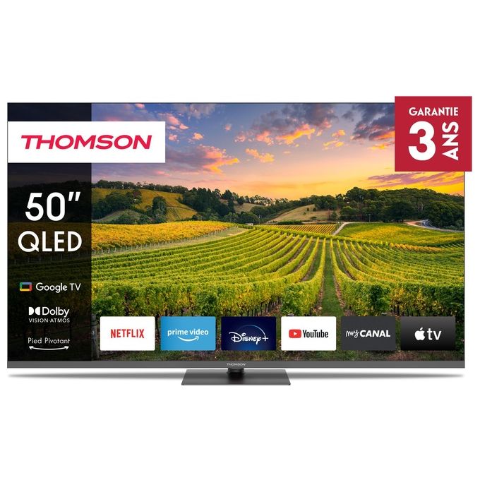 Thomson 50QG5C14 Smart TV 50'' QLED 4K Ultra HD Google TV Direct-LED Dolby Vision HDR10 Wi-Fi colore Grigio