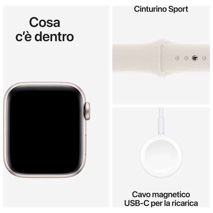 Apple MXGK3QL-A Apple Watch SE Smartwatch GPS + Cellular 40mm Cassa in Alluminio Display OLED 324 x 394 Pixel Memoria 32 GB colore Beige