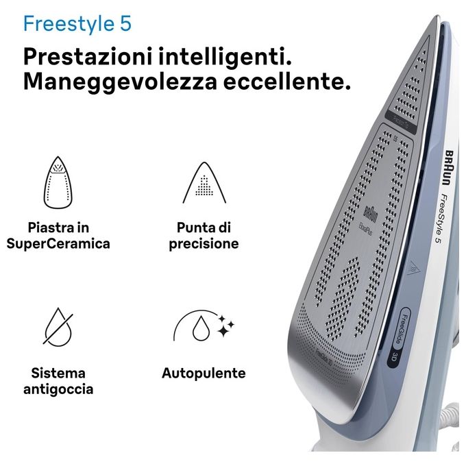 Braun 0127406003 TexStyle 5 Ferro a vapore 2800 W Piastra EloxalPlus Vapore 50 g-min Serbatoio 0,3 L colore Grigio