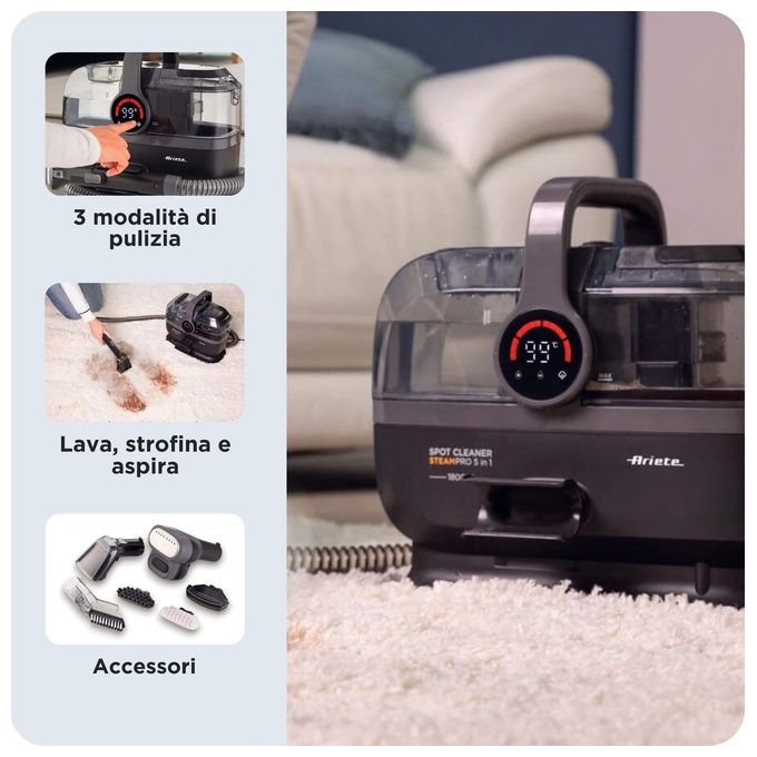 Ariete 2484 Lavatappeti 1800w 1.7lseb acqu Pulita - 1.1l seb acqu Sporca accessor