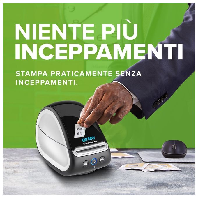 Dymo 2112722 LabelWriter 550 Stampante di Etichette Termica Diretta 300x300 dpi 62 etichette-minuto USB LAN colore Nero