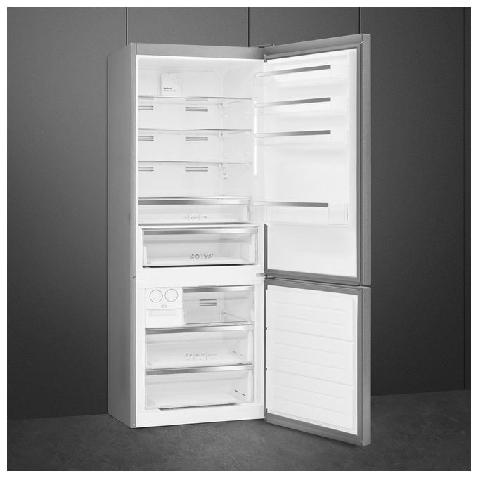 Smeg FC48XDNE Frigorifero Combinato 481 L 192 cm Classe E 41 dB No Frost Total Inverter Display LED colore Inox