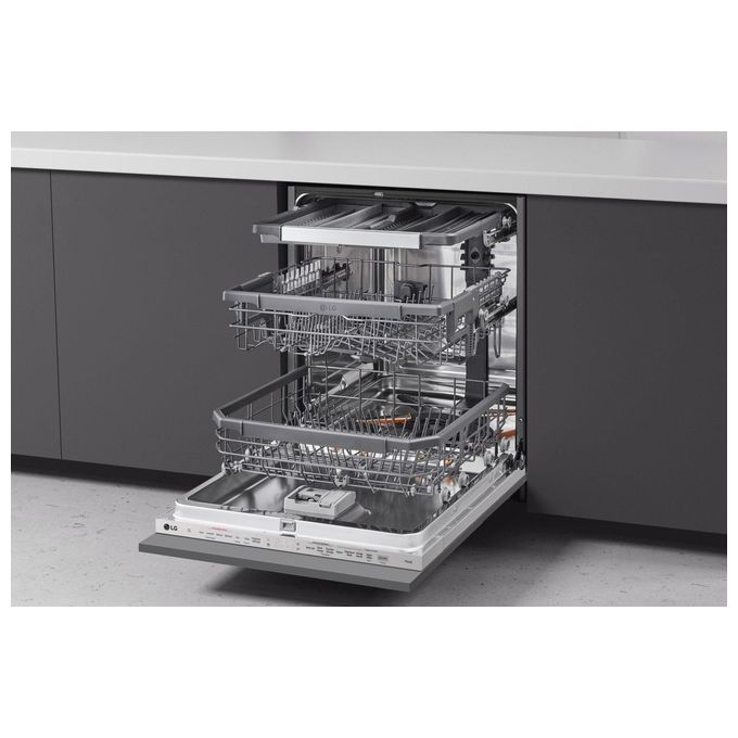 LG DB365TXS QuadWash Lavastoviglie Incasso a Scomparsa Totale 14 coperti Classe B 43 dB TrueSteam Wi-Fi (55x60x82 cm) colore Acciaio Inox