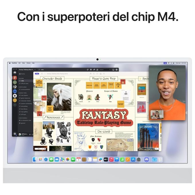 Apple MWUU3T-A iMac 24'' PC All-in-one Chip M4 CPU 10-core GPU 10-core 16GB RAM 256GB SSD macOS Sequoia colore Argento