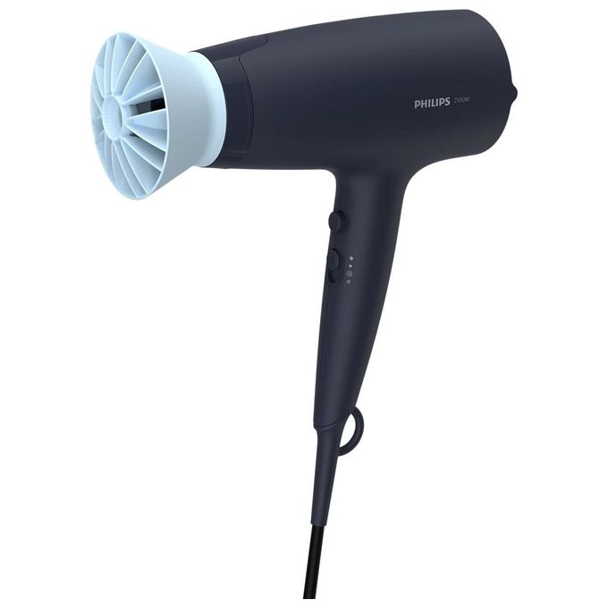 Philips BHD360-20 Serie 3000 Asciugacapelli 2100 W ThermoProtect Ionic 6 impostazioni con concentratore e diffusore colore Blu Marino