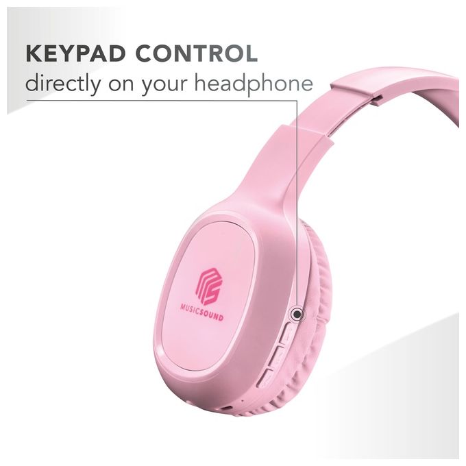 Cellular Line Music Sound Cuffie con Microfono Bluetooth Rosa