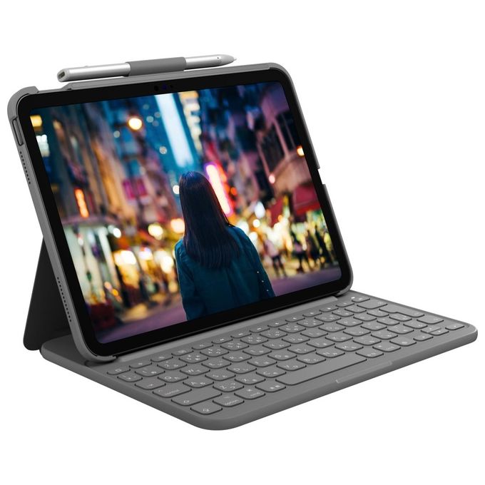Logitech 920-011427 Slim Folio Custodia con Tastiera per iPad 10a Generazione QWERTY Italiano Bluetooth colore Grigio