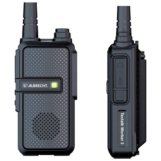 Albrecht 29825 Tectalk Worker 3 Walkie Talkie Robusti con 16 Canali PMR446 Portata fino a 10 km Batteria Ricaricabile 2200 mAh Resistente alla Polvere e agli Spruzzi colore Nero