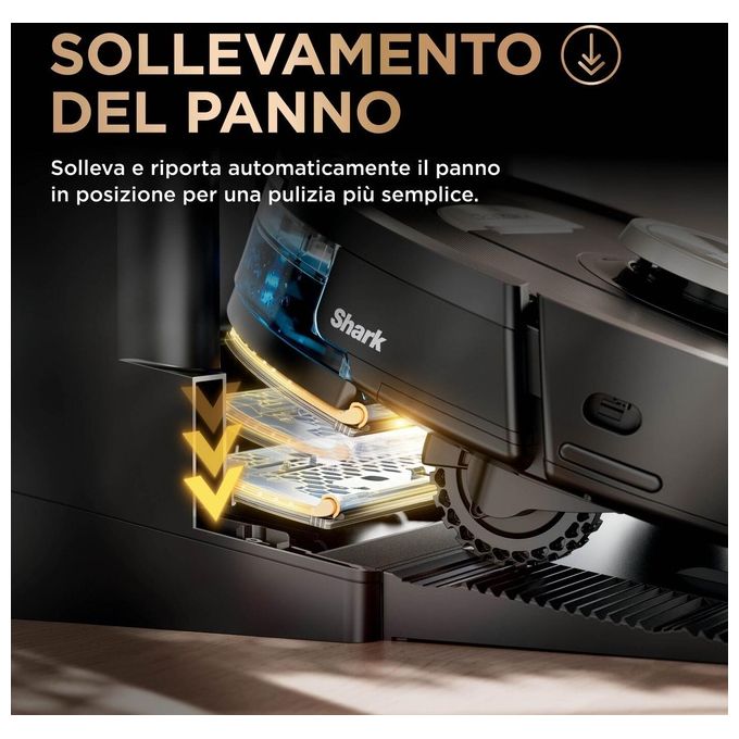 Shark RV2800ZEEU PowerDetect NeverTouch Pro Robot Aspirapolvere e Lavapavimenti 2 in 1 Navigazione 3D LiDAR Autonomia 100 min Wi-Fi-App colore Nero