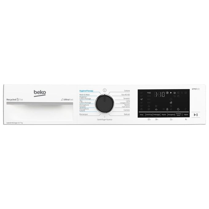 Beko BDT510744S Lavasciuga Libera Installazione 10-7 Kg 1400 rpm Classe D Motore Inverter Vapore (84.5x60x60 cm) colore Bianco