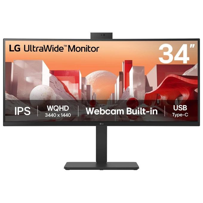 LG 34BA85QE-B Monitor PC Curvo 34'' IPS WQHD 3440x1440 21:9 Webcam KVM Hub USB-C 90W colore Nero