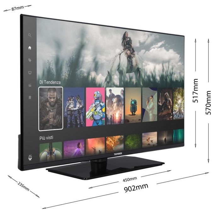 Telefunken TE40750B45I2KT Smart TV 40'' Full HD DLED TiVo DVB-T2 C S2 HDR10 Pro Wi-Fi colore Nero