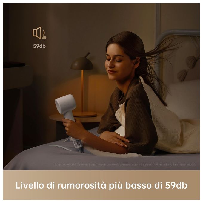 Dreame GLEAMGREY Hair Gleam Asciugacapelli 1600 W Motore Brushless 110000 rpm Ioni Negativi 4 Livelli Temperatura colore Grigio