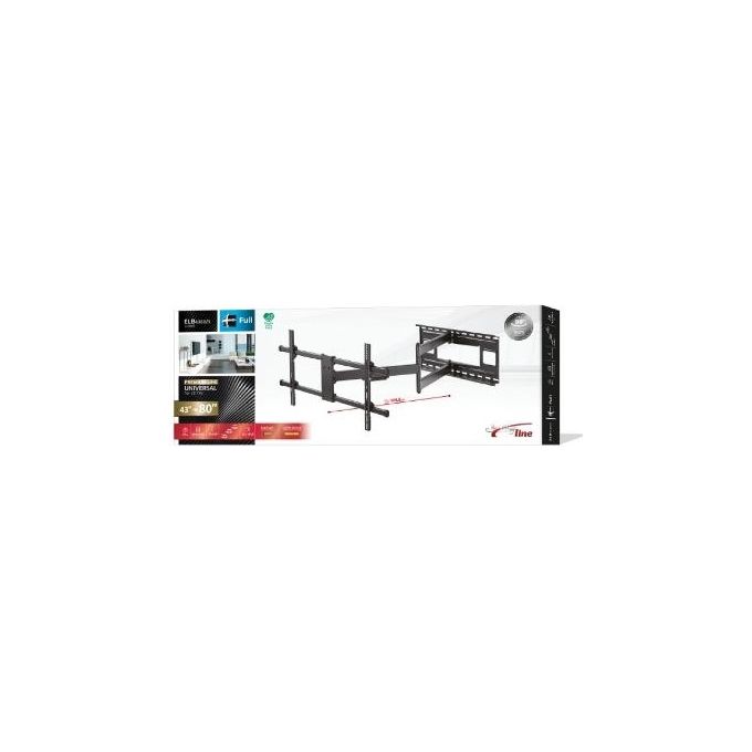 G.B.S. Elettronica ELB-4380-3 Supporto TV da muro snodabile per TV 43-80'' VESA 800x400 max 50 Kg rotazione ±90° inclinazione -5° a +15° colore Nero