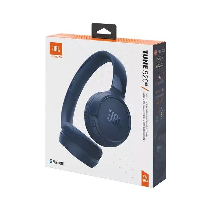 JBL JBLT520BTBLUEU Tune 520BT Cuffie On-Ear Wireless Bluetooth 5.3 Pieghevoli Microfono Multipoint 57h autonomia colore Blu