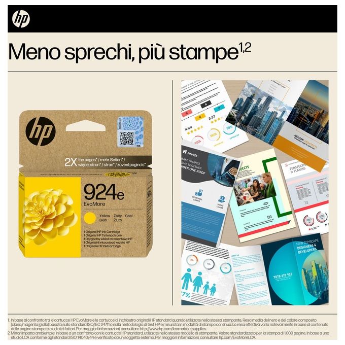 HP 4K0U9NE 924e EvoMore Cartuccia di Inchiostro Originale Inkjet XL 800 pagine colore Giallo