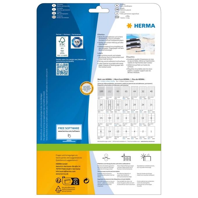 Herma Etichette 48,3x25,4mm 25 Pagine DIN A4 1100 Pezzi
