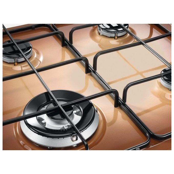Electrolux EGS6414T Piano Cottura a Gas 4 Fuochi Bruciatore Tripla Corona Comandi Laterali 60 cm Terra di Francia