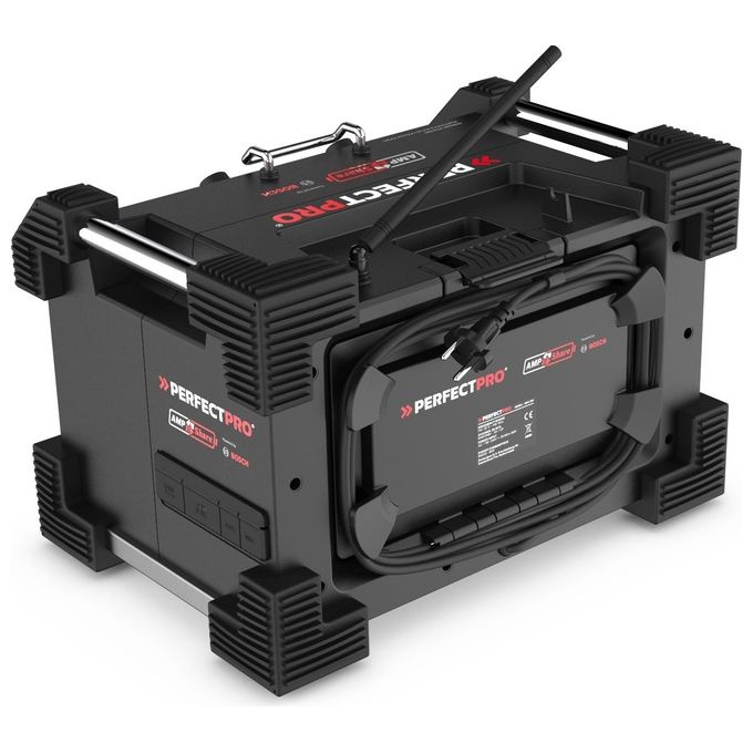 Perfectpro RH4-18V ROCKHART Radio da cantiere digitale DAB+ FM 60 W Bluetooth 5.2 IP44 colore Nero Rosso