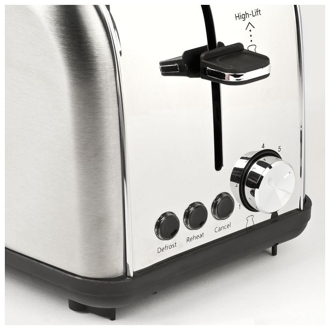 Girmi TP5706 Tostapane 800W Corpo e Pinze Acciaio Inox Ampie Fessure 8 Livelli di Cottura Scongelamento Riscaldamento colore Inox