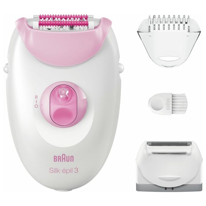 Braun SE3-031 Silk-Epil 3 Epilatore Elettrico Donna con Cavo 20 Pinzette SoftLift SmartLight Testina Rasoio colore Rosa
