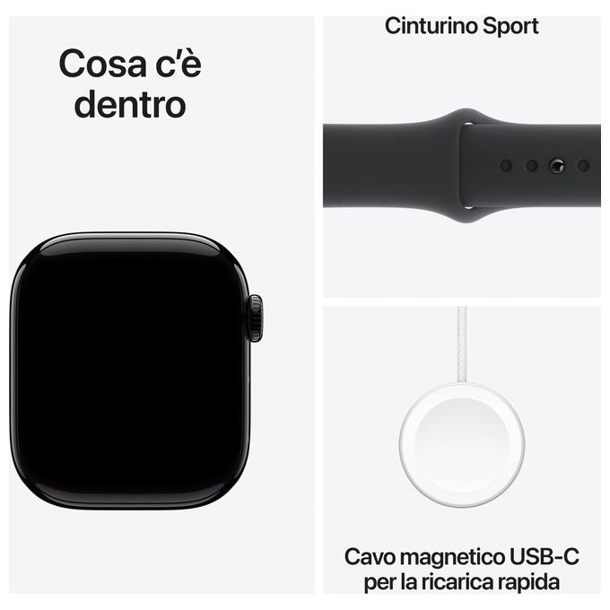 Apple MWWE3QL-A Watch Series 10 Smartwatch GPS 42mm Cassa Alluminio 64 GB watchOS 11 colore Jet Black