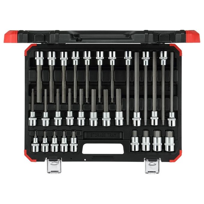 GEDORE RED R68003030 Set di Inserti per Cacciavite 1-2'' 30 Pezzi in Acciaio al Cromo-Vanadio con Valigetta Plastica colore Rosso