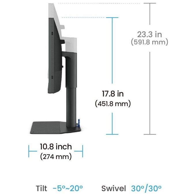 BenQ SW242Q PhotoVue Monitor per Fotografia 24,1'' WQXGA 2560x1600 IPS 99% Adobe RGB USB-C 90W colore Nero
