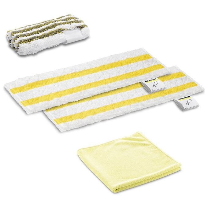 Kärcher 2.863-346.0 Set di Panni di Partenza per Pulitore a Vapore Microfibra con Rivestimento Abrasivo e Panno Lucidante colore Bianco Giallo