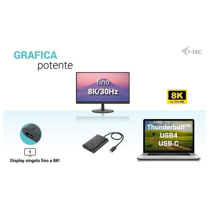 I-tec C31DUAL4K60HDMI Adattatore Video USB-C Dual 4K-60Hz Single 8K-30Hz HDMI 2 Porte Nero