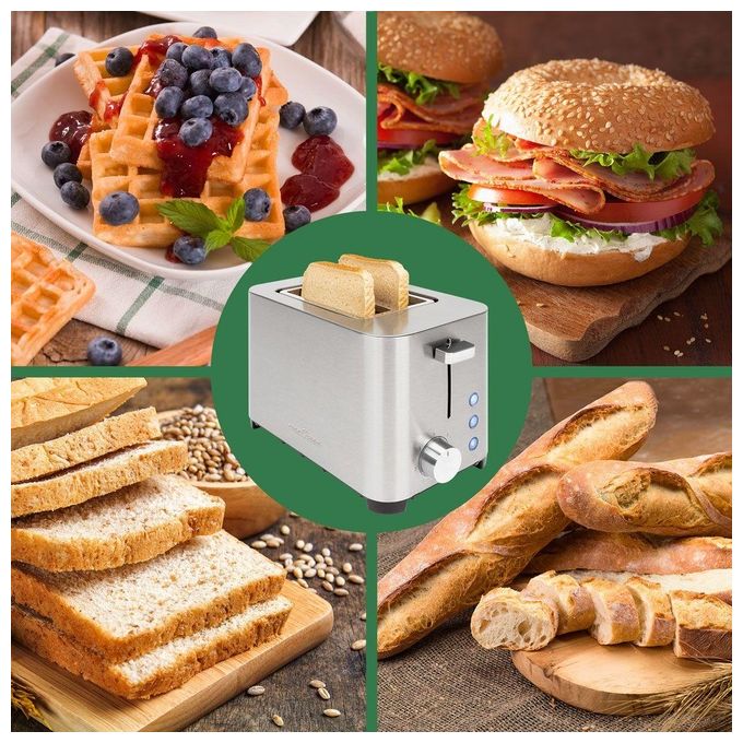 ProfiCook PC-TA 1251 Tostapane 2 Fette 750 W Fessure Extra Large Scongelamento Riscaldamento colore Acciaio Inox