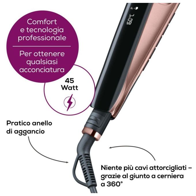Beurer 59100 Piastra per capelli HS 80 Rivestimento in Titanio Temperatura Regolabile 120 220 °C Funzione Ionica a 3 Livelli colore Rame