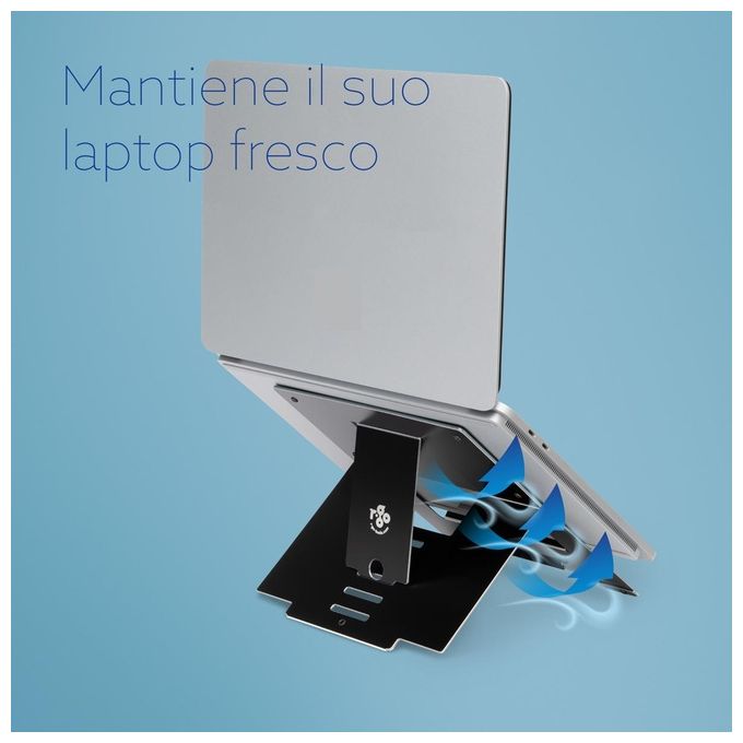 R-Go Tools RGORISTBL R-Go Riser Supporto per Laptop Regolabile in 5 Posizioni Inclinazione 30°-57° in Alluminio Hylite 5 kg colore Nero