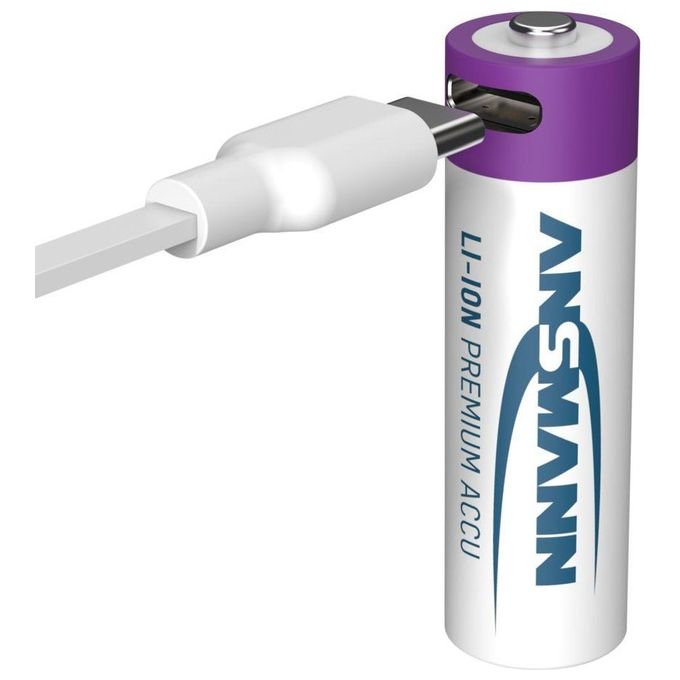 Ansmann Lithium Akku Mignon AA 1800mAh  Cable 4 Pezzi