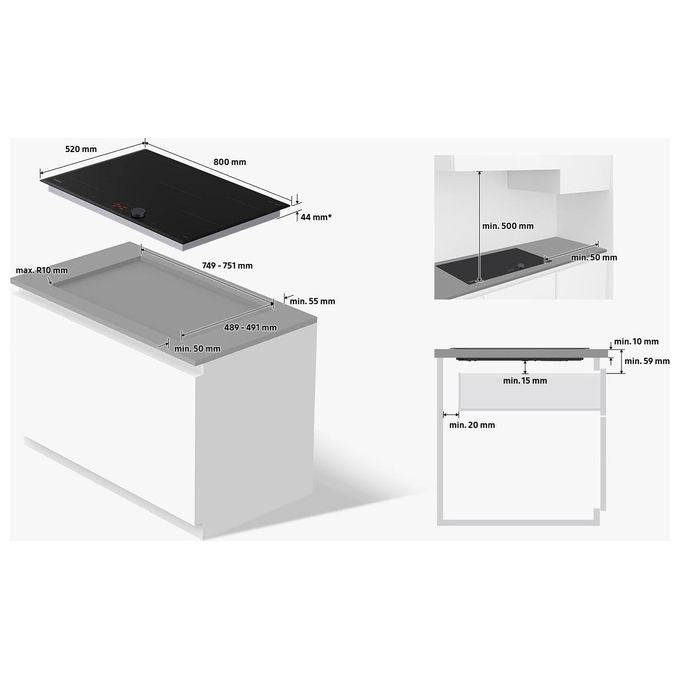 Samsung NZ84C6057KK Piano cottura induzione 80 cm 4 zone Slim Fit Flex Zone Plus 7.4 W Wi-Fi SmartThings 15 livelli colore Nero