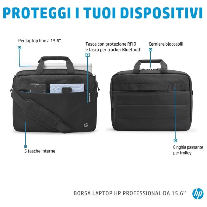 HP 500S7AA Professional Borsa per Notebook 15.6'' Materiale Riciclato Tracolla Rimovibile colore Nero
