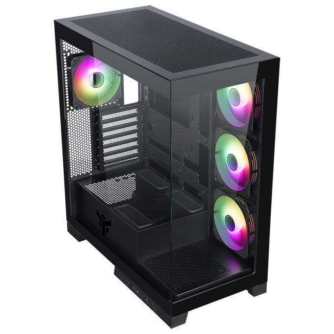 Itek ITGCASB45B SHOWBUI PC Case Tower Gaming ATX 4 Ventole ARGB 12cm 2xUSB3 Type-C Pannello Vetro Temperato colore Nero
