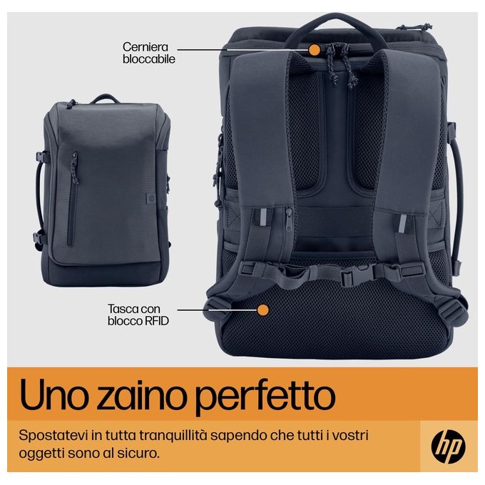 HP 6H2D8AA Travel Zaino Porta PC 15.6'' Poliestere Resistente all'Acqua 25 L espandibile 30 L colore Grigio