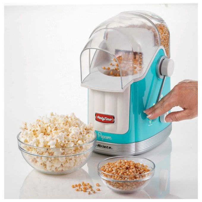 Ariete 2958 Party Time Macchina per Popcorn ad Aria Calda 1100W Capacita' 600g 3 min colore Azzurro