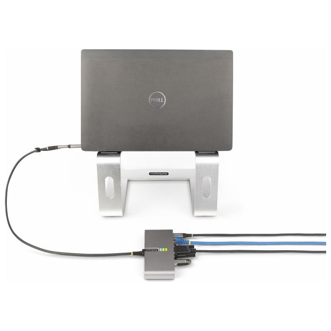 StarTech 5G2A1SGBB-USB-C-HUB Hub USB-C a 2 porte con Ethernet Gb e seriale RS232 FTDI 100W PD 2x USB-A 5Gbps colore Grigio spaziale
