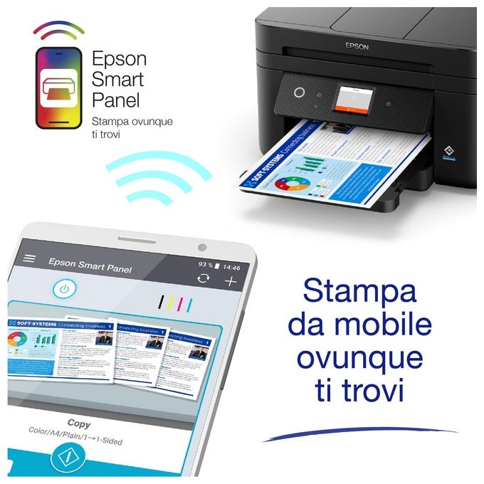 Epson C11CK60403 WorkForce WF-2960DWF Stampante Multifunzione Inkjet A4 Fronte Retro ADF WiFi Ethernet Display Touch 6.1'' AirPrint colore Nero