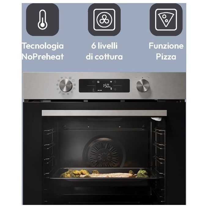 CANDY CA6 N5B3EYTX Bake 800 Forno da incasso elettrico multifunzione 78 L Classe A++ con cottura a vapore Wi-Fi (59.5x59.5x56.8 cm) colore Nero Acciaio Inox