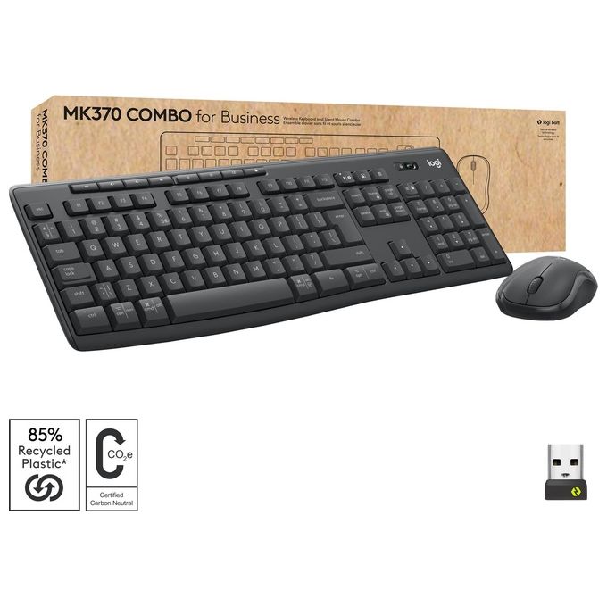 Logitech 920-012069 MK370 Combo for Business Kit Tastiera e Mouse Wireless Full-Size QWERTY Italiano Logi Bolt Bluetooth colore Grafite