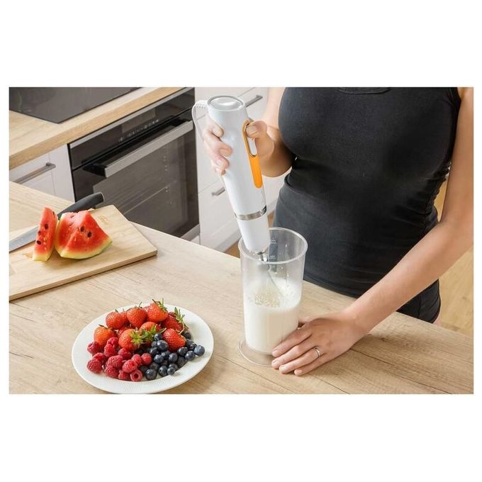 Sencor SHB_4260WH-EUE3 Frullatore ad immersione 600 W con bicchiere 700 ml e tritatutto 500 ml colore Arancione Bianco